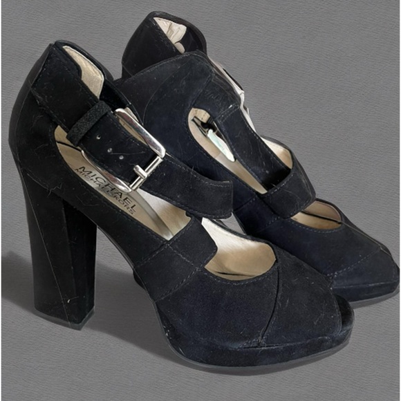 MK BLACK SANDAL | SIZE 6.5 | NEW LIKE NEW! SUEDE PLATFORM | 100% LEATHER - Picture 7 of 11